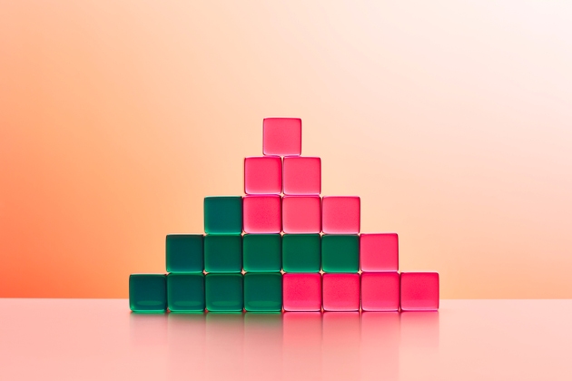 Conceptual image of acrylic glass cubes
