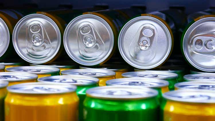 Close-up with many beautiful yellow-green cans