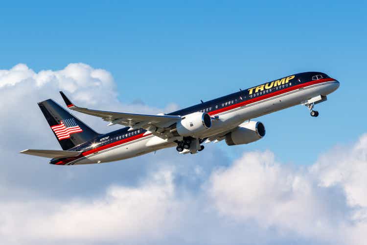 Boeing 757-200 airplane of Donald Trump at Palm Beach airport in the United States