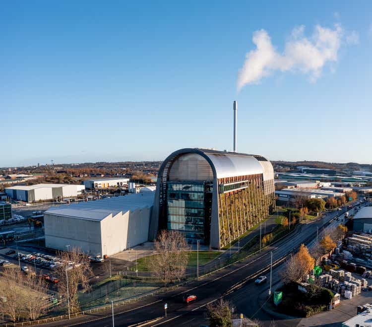 Aerial view of the Veolia Leeds Recycling and Energy Recovery facility in Leeds, UK