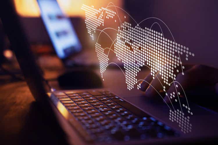 International business partnership and connection concept on map