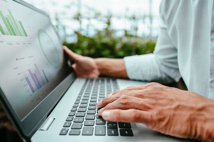 Rural man using a laptop