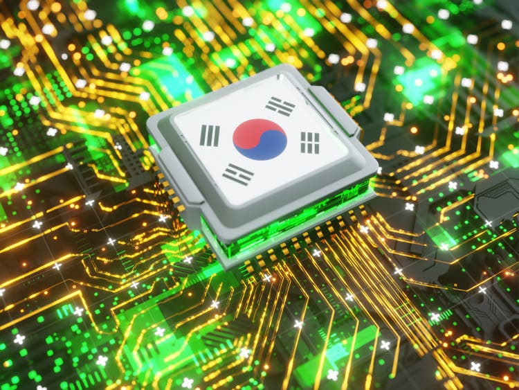 CPU AI Circuit board South Korean Flag concept