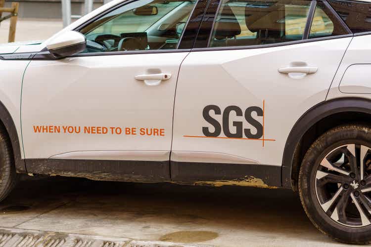 Logo of SGS Société Générale de Surveillance, a Swiss multinational company, which together with its subsidiaries and joint ventures, provides inspection, verification, testing and certification services.