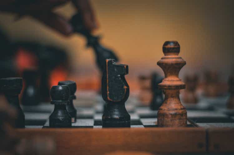 Close Up photo of chess game Made of wood