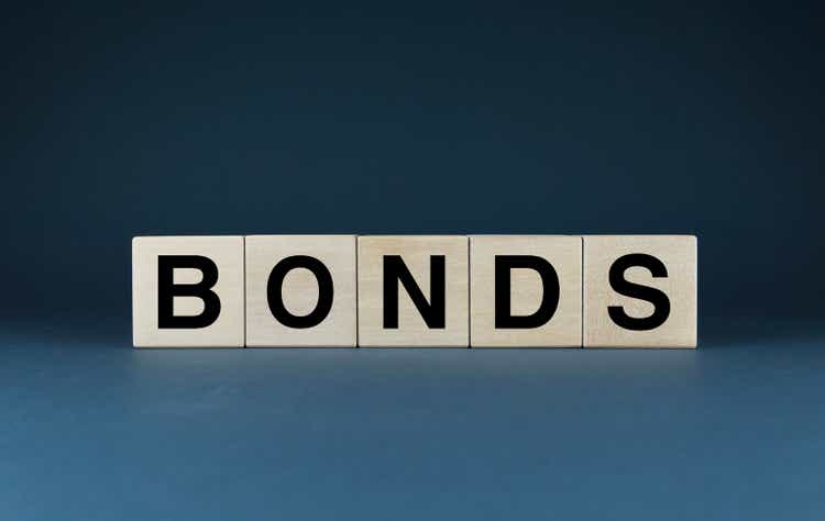 Bonds. Cubes form the word Bonds. Bonds word concept