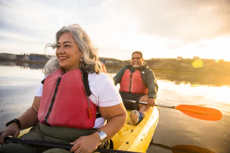 Senior Hispanic Couple Kayaking