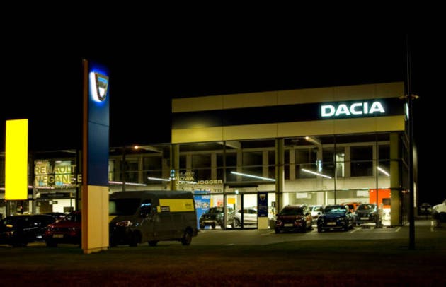 Dacia logo on the showroom building.