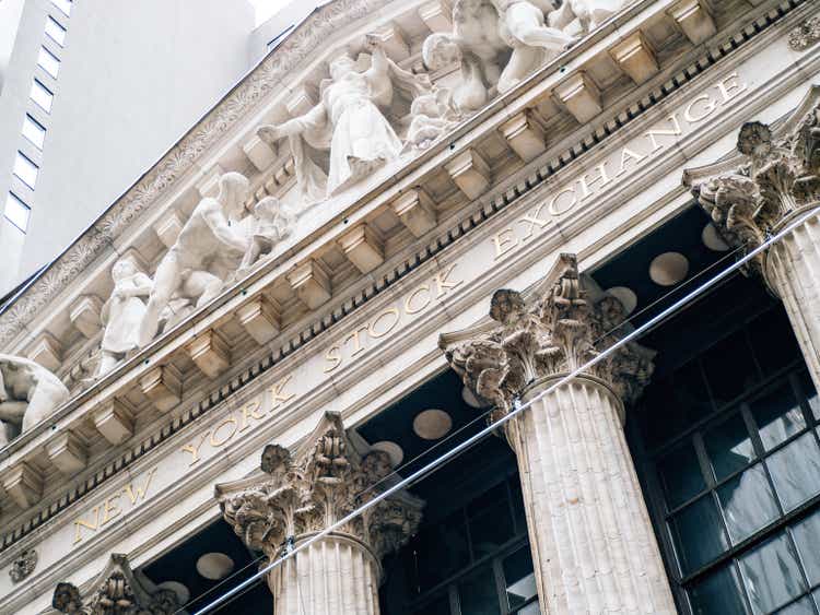 New York stock exchange building in Wall Street, Lower Manhattan