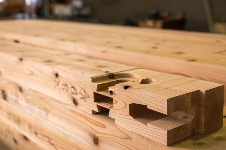 Mortise and tenoned lumber.