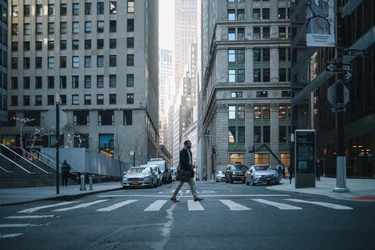 Businessmen in Manhattan's financial district