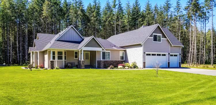 Luxury Single Story Home Exterior Surrounded by Trees