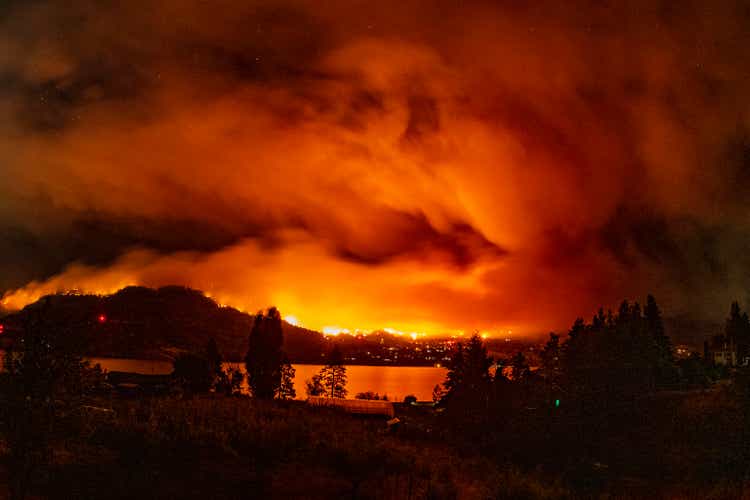 Forest Fire at night in the Okanagan Valley