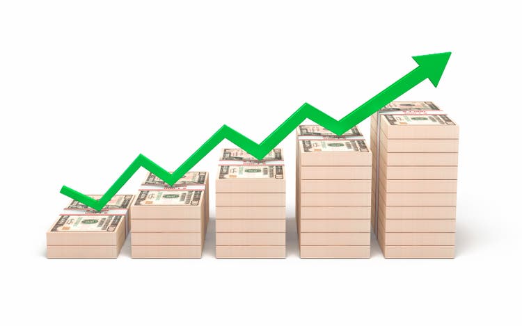$10 Banknote Stacking, Green Up Arrow Rise