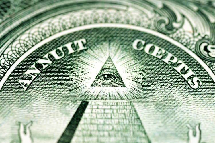 Alle sehen Auge von 1-Dollar-Schein. Aufschließen