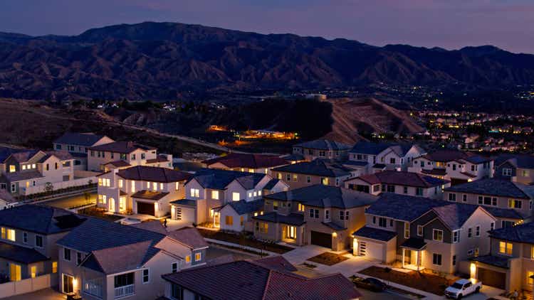 Aerial View of Illuminated Homes in Santa Clarita