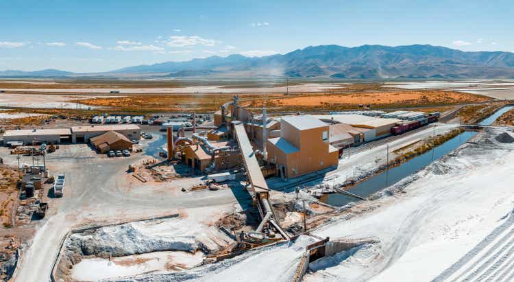 Salt Lake City, Utah landscape with desert salt mining factory