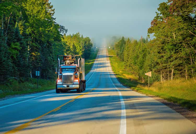 A Truckload of Lumber enroute to Mill Michigan UP Road