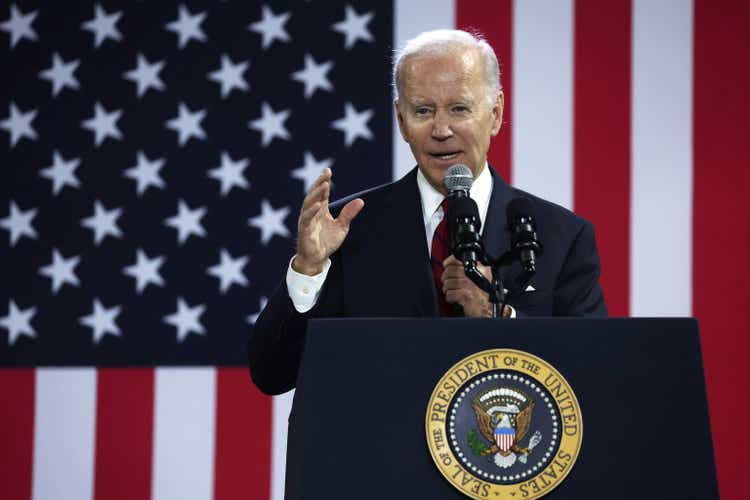 President Biden Delivers Remarks On The Economy At A Steamfitters Union In Virginia