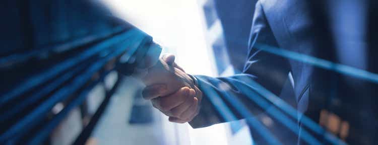 Business people shaking hands with partners, greeting, deal, merger and acquisition, business cooperation concept for business, finance and investment background, teamwork and successful business