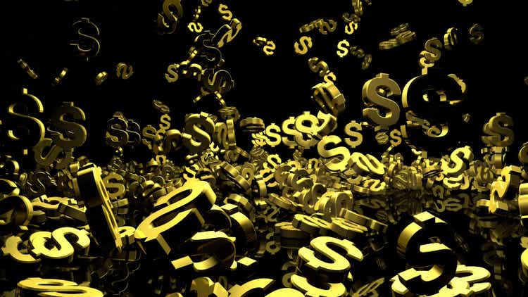 Falling Gold Dollar Symbols
