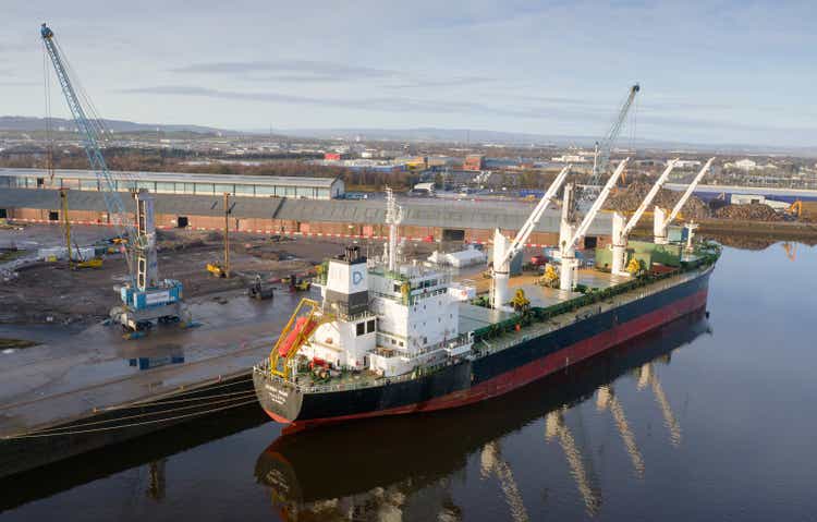Densa Hawk Veleta bulk carrier ship at Govan dock in Glasgow