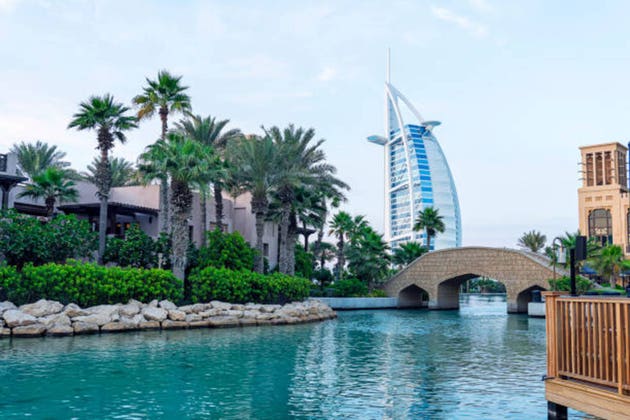Traditional bridge at Dubai old town souk. Dubai, United Arab Emirates.