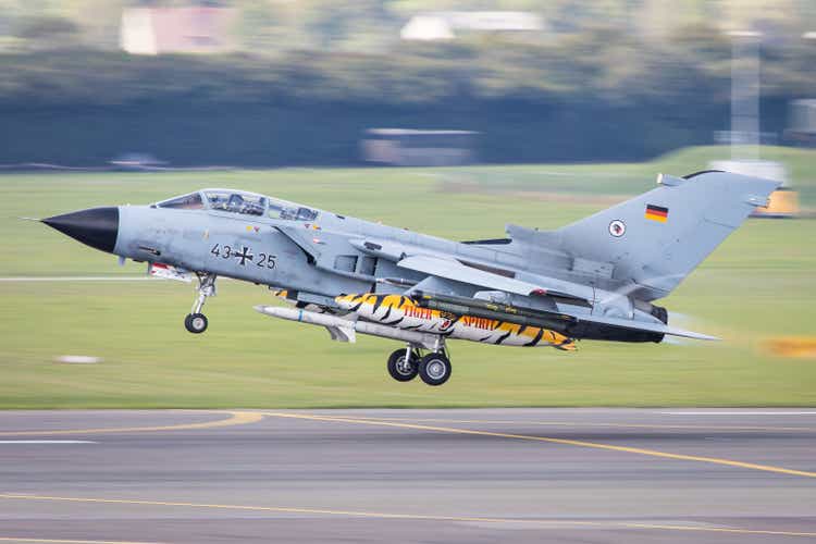 A German Air Force Panavia Tornado fighter jet takes off for a mission