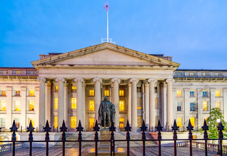 United States Treasury Department Building in Washington DC, USA