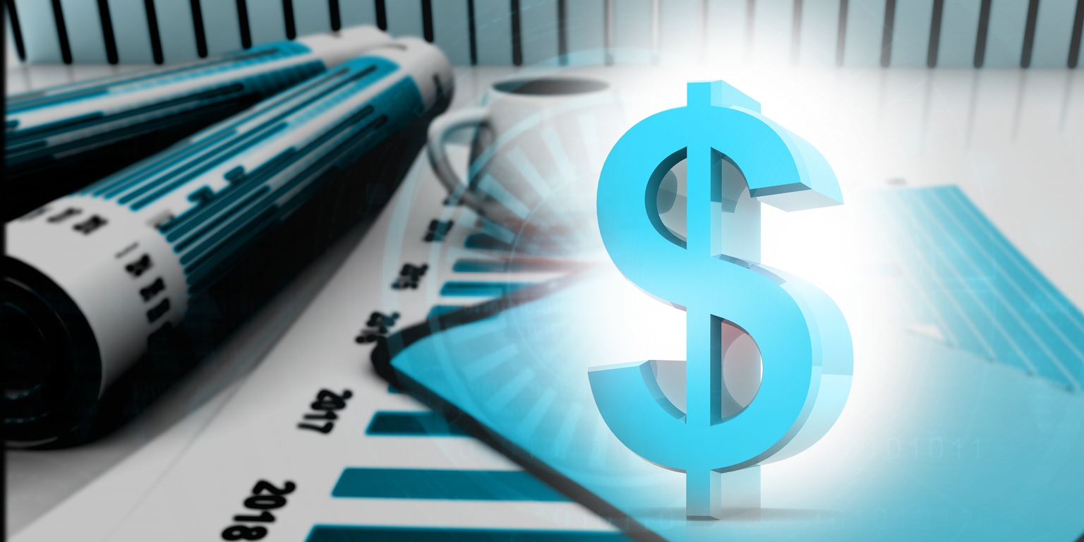 Dollar sign on economic background