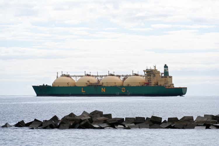 LNG tanker used to transport liquefied natural gas in the port of Santa Cruz de Tenerife
