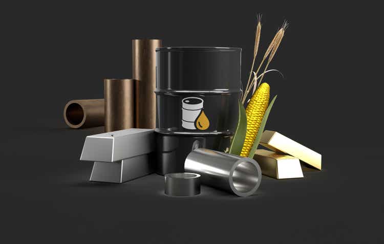 Commodities including crude oil, gold, silver, copper, platinum and corn.
