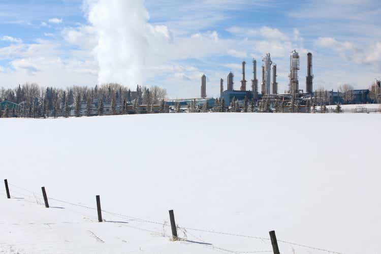 Oil And Gas Industry In A Winter Prairie Location