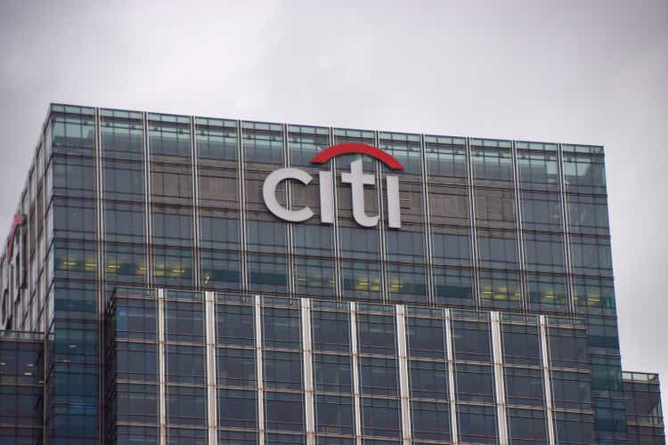 Citibank headquarters in Canary Wharf, London, UK