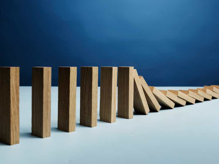 wooden blocks falling over