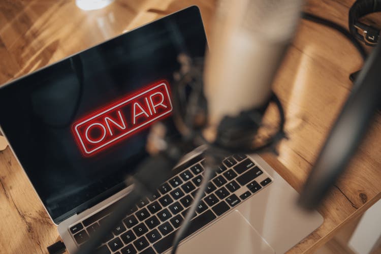A home studio for recording podcasts