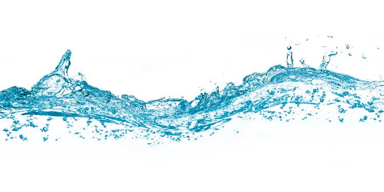 Blue water and air bubbles in the pool over png background