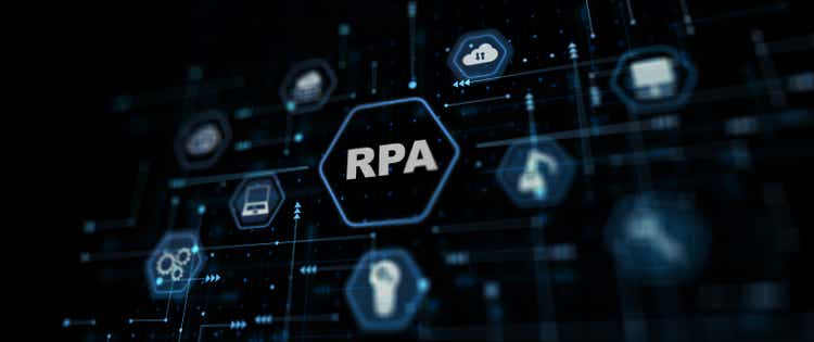 RPA Robotic Process Automation. Big data and business concept