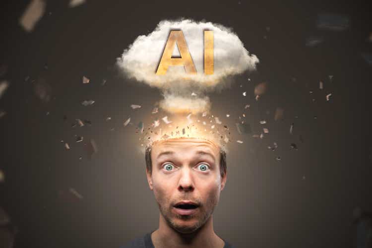 Portrait of a man mind-blown by AI