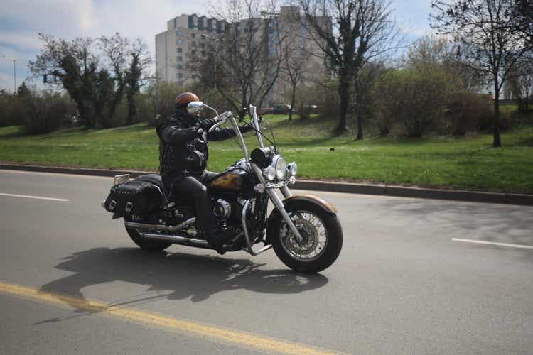 Bikers celebrated the opening of motorcycling season by ride over city in Sofia, Bulgaria