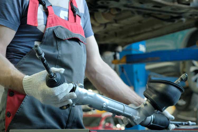 Spare parts for the car. Steering rack. A component of the hydraulic power steering.