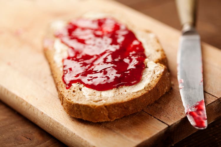 jam spread on bread