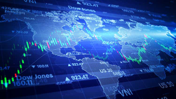 Digital Data Financial Investment and Trading Trends, Financial Diagram with Graph Stock Numbers, Investment Background, Recession Global Market, Crisis, Inflation, Deflation, 3d rendering