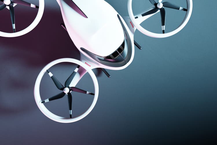 Overhead View Of An Electric Flying Vehicle