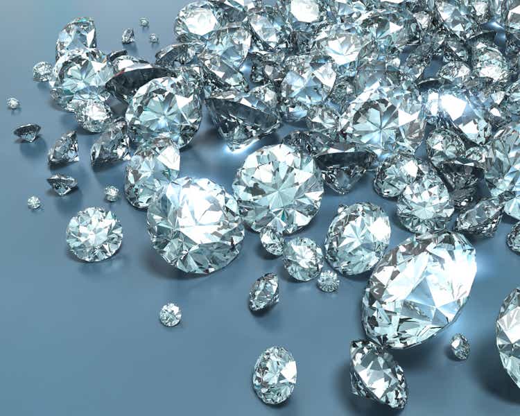 Shiny diamonds in various sizes