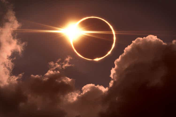 Total solar eclipse.The moon covers the sun during a solar eclipse