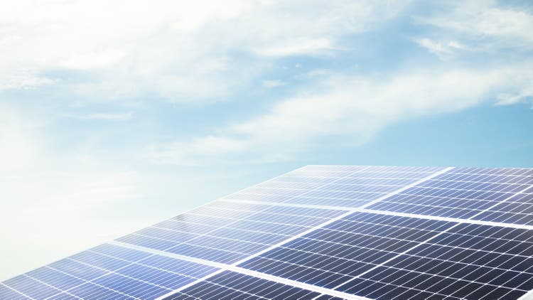 Solar Panels Solar Cells on Roof House with Blue Sky Background,New Design Plant Smart Solar System Micro Inverter Solar Panels Energy,New Technology Electric for Eco Environment ecology