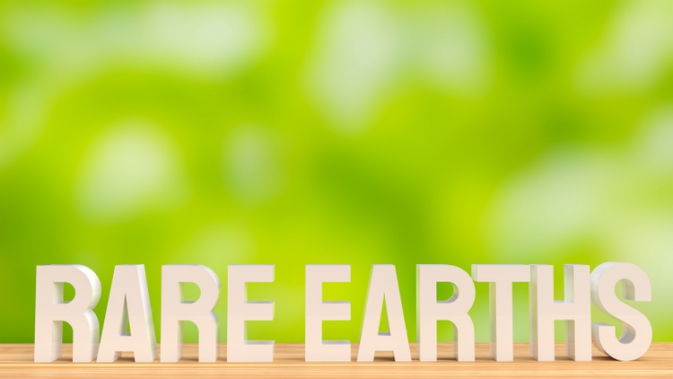 The text rear earths for material made ev car battery concept 3d rendering