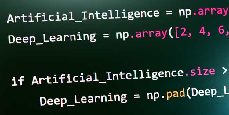 Close-up photo of artificial intelligence programming code displayed on a computer monitor