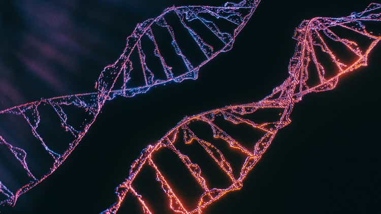 DNA strands on black background